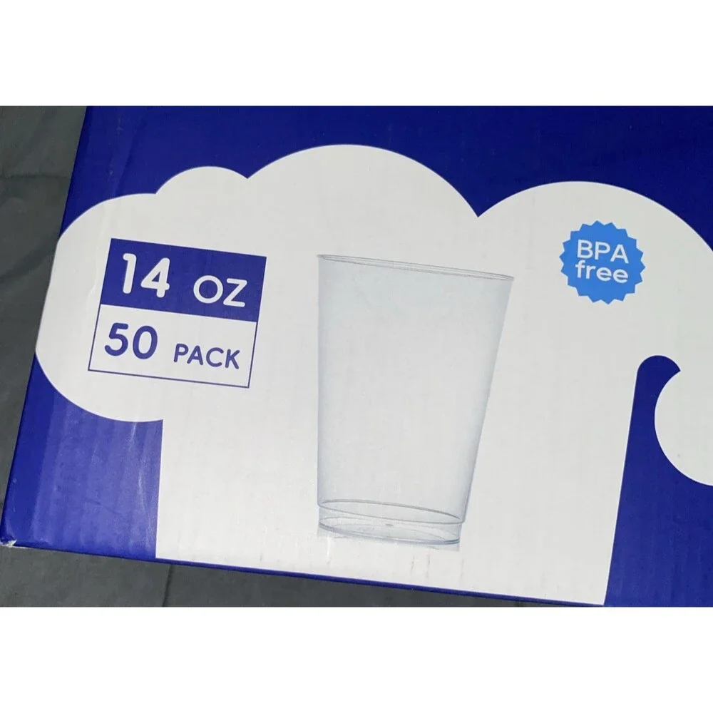 JOLLY CHEF 14 oz Clear Plastic Cups, 50 Count (Pack of 1), 14-Clear-50